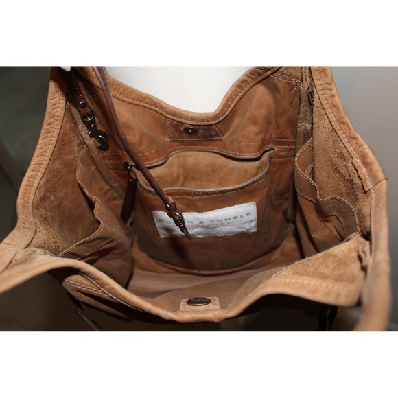 Rough & Tumble Handmade Small Zipper Minimal Tote Saddle Leather Hobo Maine USA - Picture 5 of 6